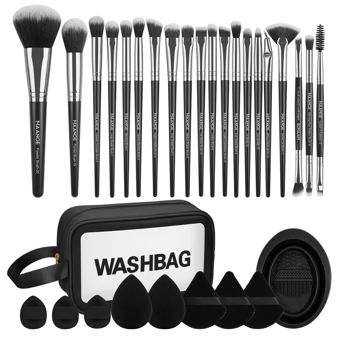 MAANGE Set de Pinceaux de Maquillage 30 Pièces, Pinceaux Synthétiques Premium pour Fond de Teint, Ombre à Paupières, Poudre, Correcteurs, Contours et Mélange, Kit Professionnel Bellemetique