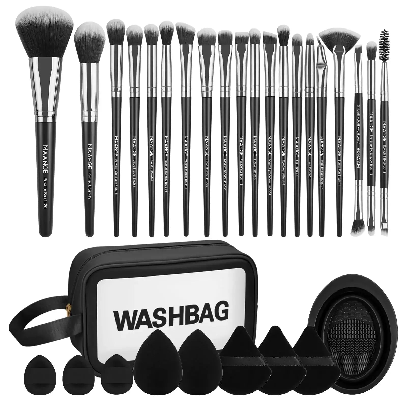 MAANGE Set de Pinceaux de Maquillage 30 Pièces, Pinceaux Synthétiques Premium pour Fond de Teint, Ombre à Paupières, Poudre, Correcteurs, Contours et Mélange, Kit Professionnel Bellemetique