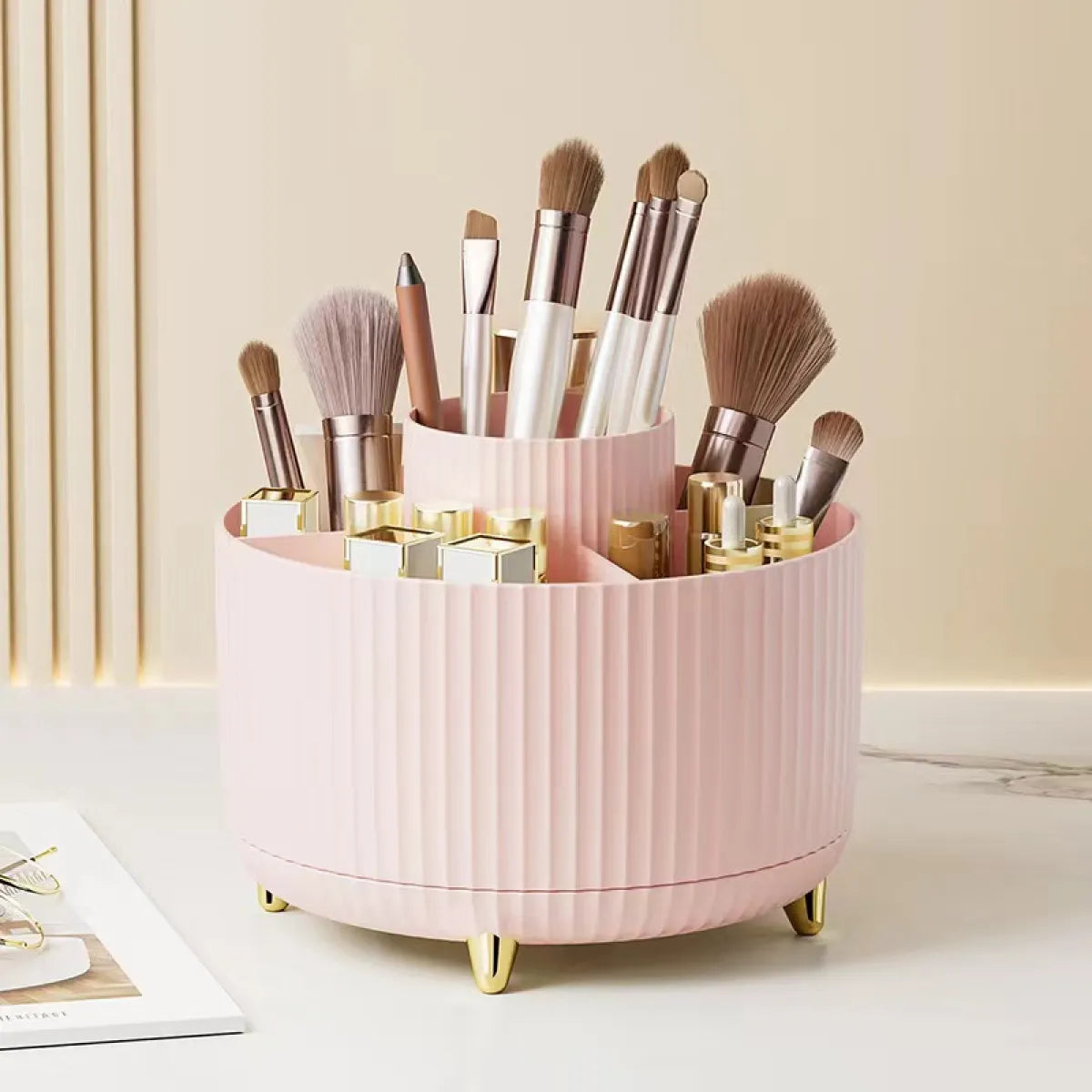 Rotating Cosmetic Brush Holder | 360° Makeup Storage